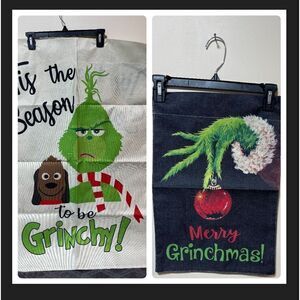 Grinch Garden Flags set of 2 NWT